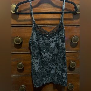 Black and grey flower print tank